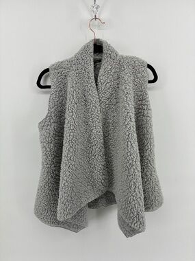 Revamped Gray Sherpa Vest Open Front Cozy Cottagecore Girlhoodcore